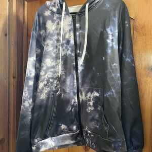 Zip Hoodie in Black and White